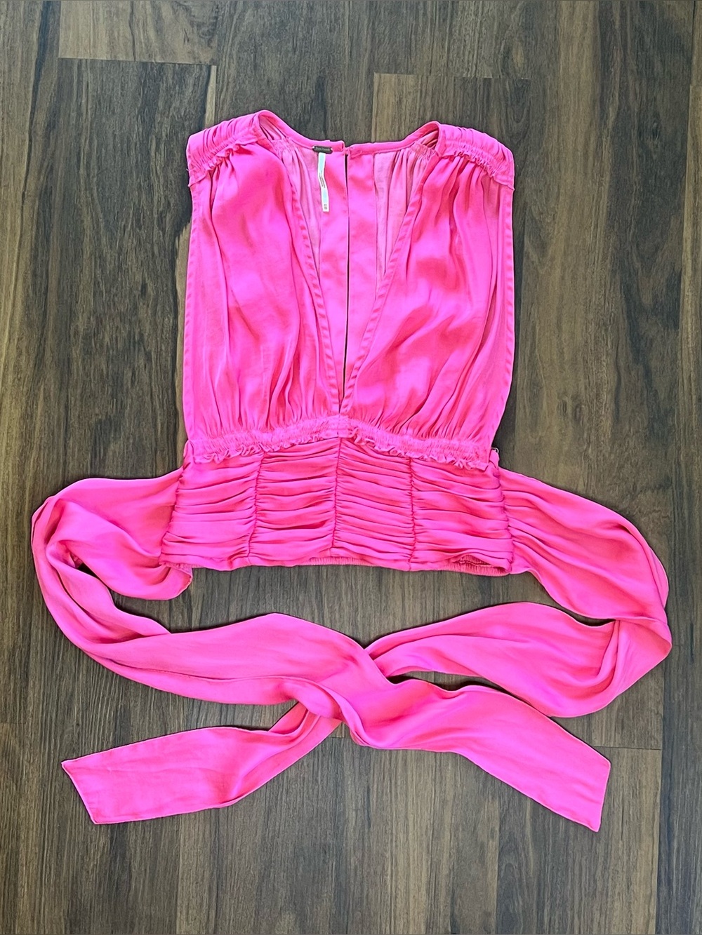Free people hot pink satin ‘Selene’ blouse